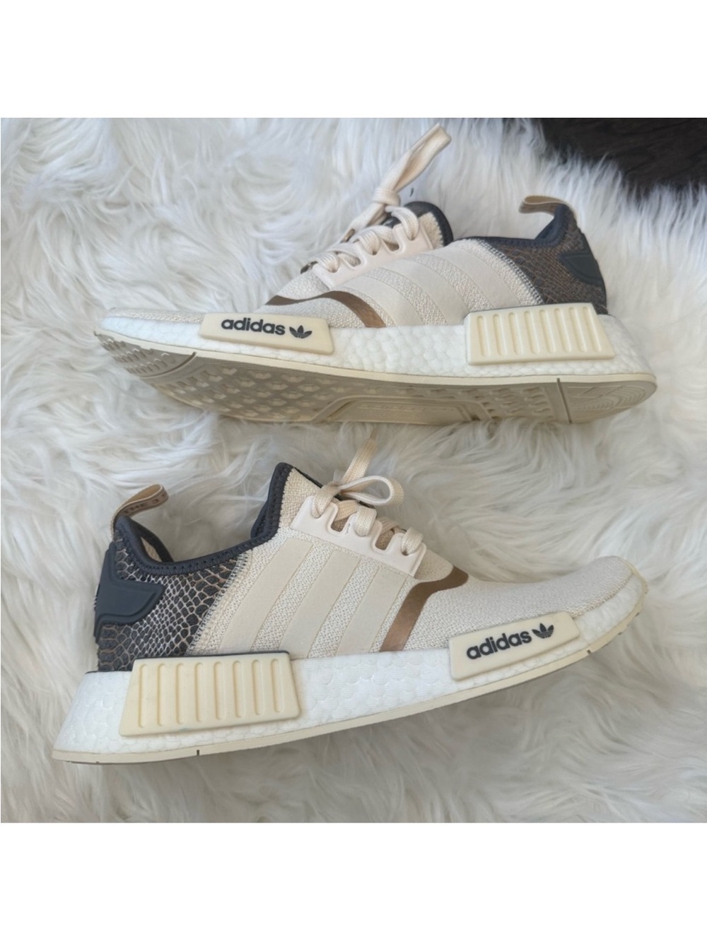 Adidas women’s NMD R1 Cream, grey, copper Sneakers shoes